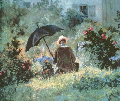 Detail (Gentleman reading in a garden) by Carl Spitzweg